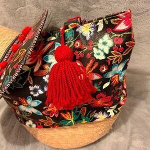 Solei Colorful Floral Tote Bag with Matching Hat